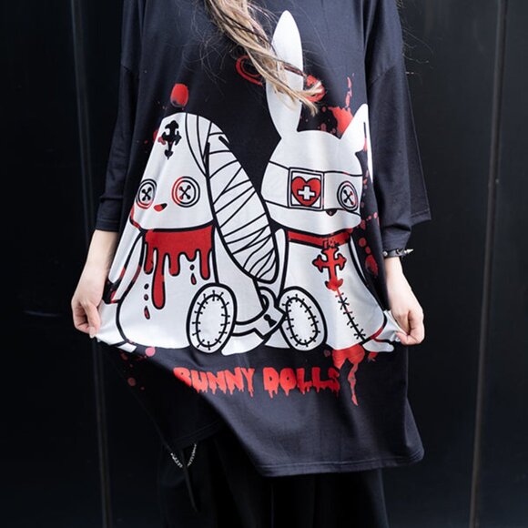 Bunny Dolls Blood Splash Oversized Tee - Picture 4 of 5